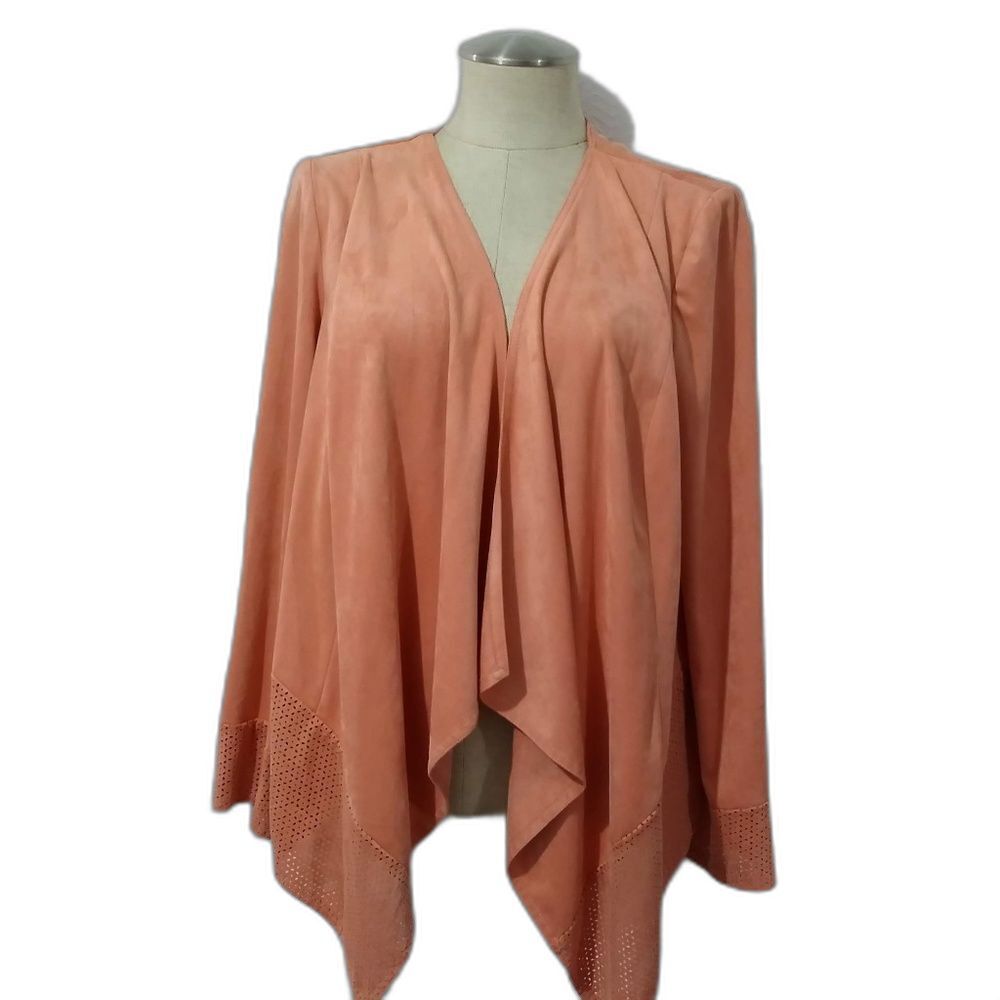 CHICO'S  PINK Polyester Blend Open Front CARDIGAN